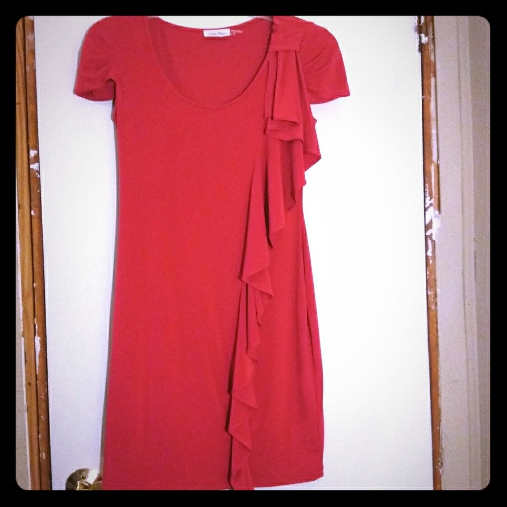 We are selling a beautiful red Calvin Klein dress